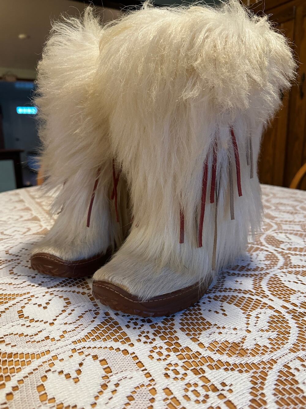 Vintage Pajar Made in Italy Cream Long Goat Hair Yeti Aprés-Ski Boots